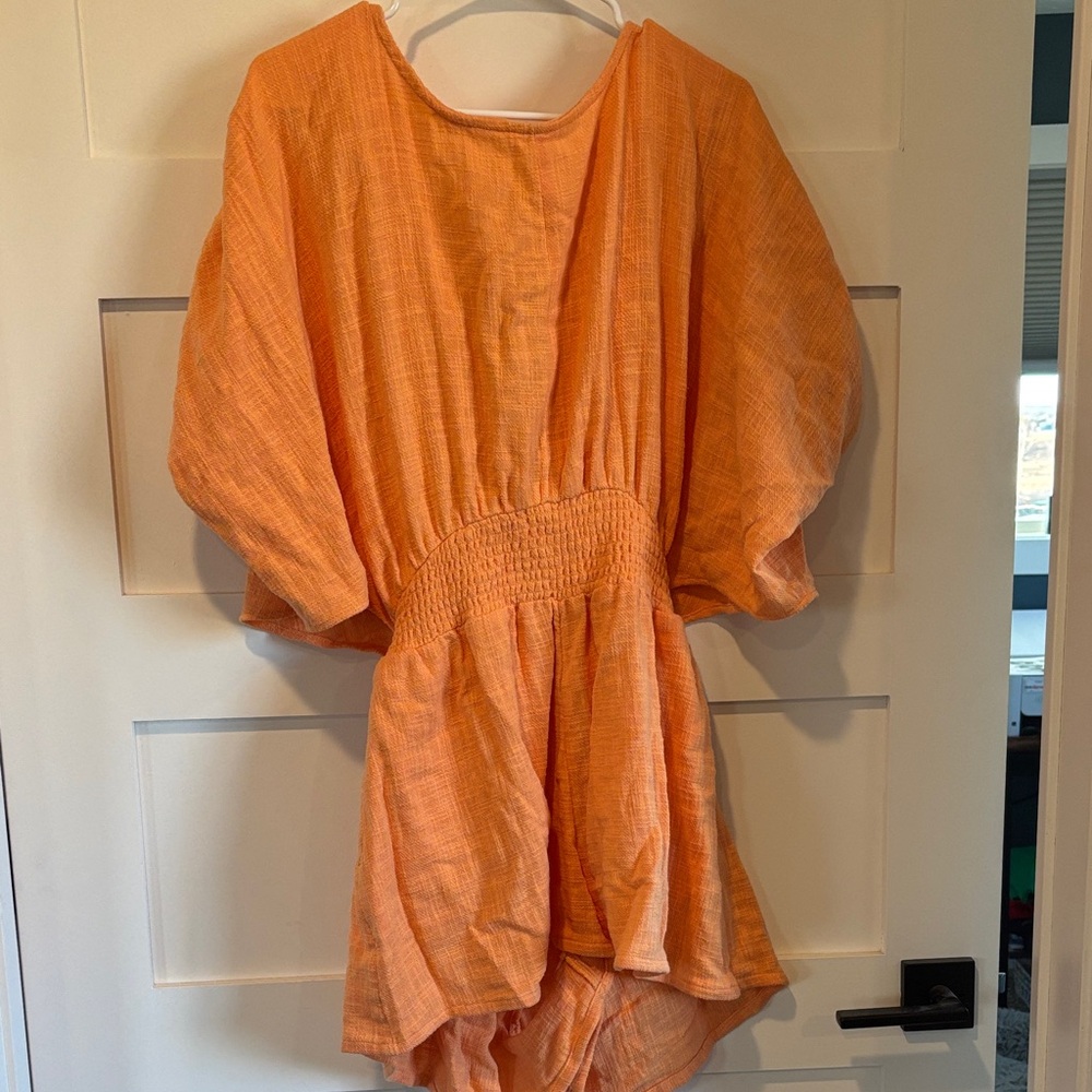 Free People Orange gauze romper